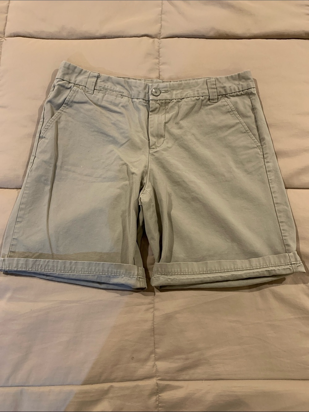 Womens Boyfriend  Roll-Up Khakis by Gap. Casual Cotton Chino Shorts - Light Sage